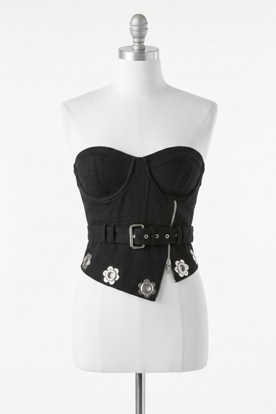 NEW FOR LOVE & LEMONS parker bustier top in black